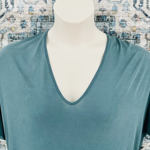 Lush V Neck T Shirt Dress Size M Green Mini Casual Modal Blend Soft Comfy - Picture 2 of 9